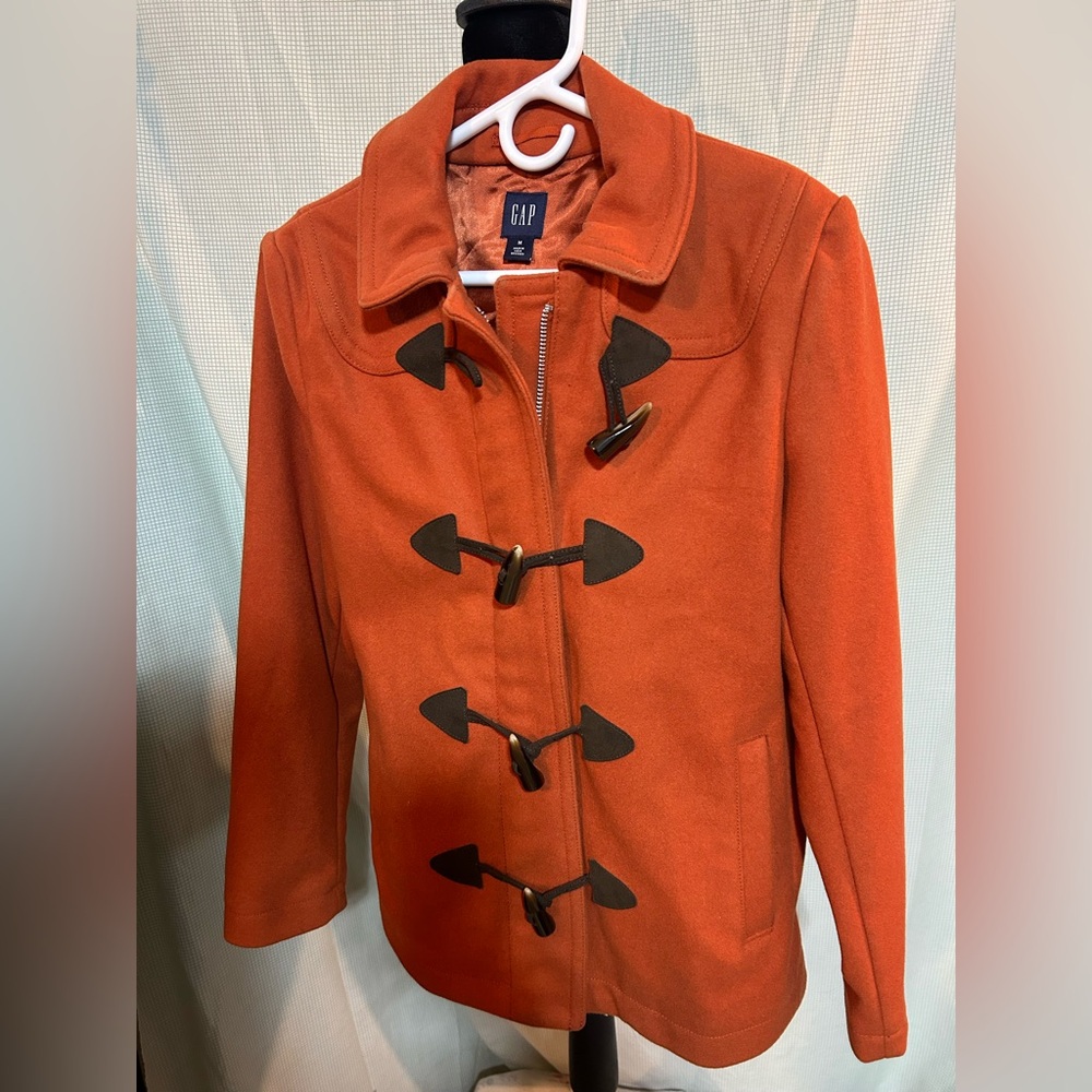 GAP Women's Vibrant Orange Pea Coat
